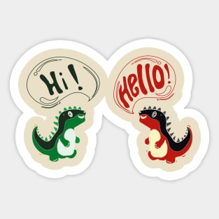 dinosaurs greeting each other Sticker